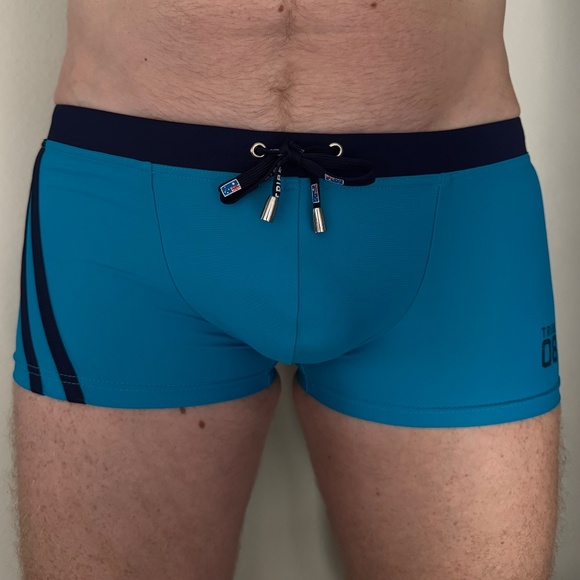 TRIBE Swim Trunks - NWT - Peacock (Turquoise) & Navy - Small - Picture 3 of 5